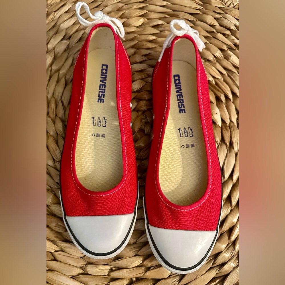 Converse Red and White Dainty ballerina slip on shoes.